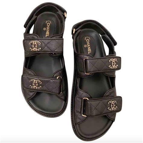 replica chanel sandals|Chanel quilted dad sandals.